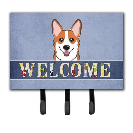 Carolines Treasures Carolines Treasures BB1440TH68 Red Corgi Welcome Leash & Key Holder BB1440TH68